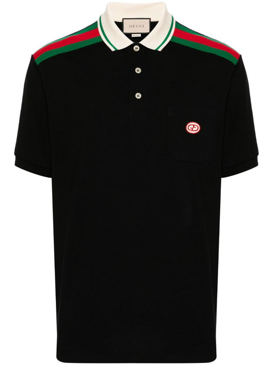 Black Interlocking G Cotton Polo Shirt