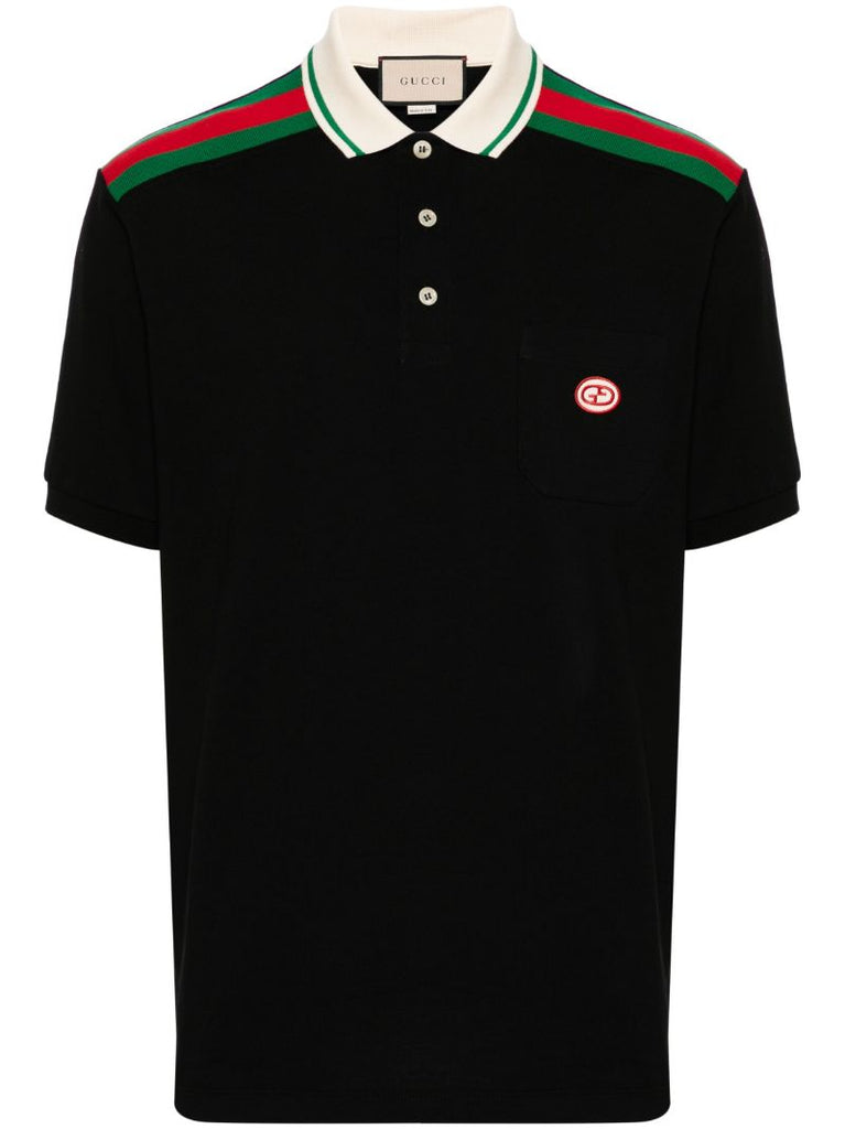 Black Interlocking G Cotton Polo Shirt