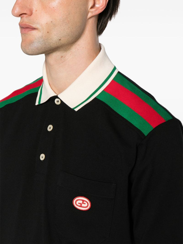 Black Interlocking G Cotton Polo Shirt
