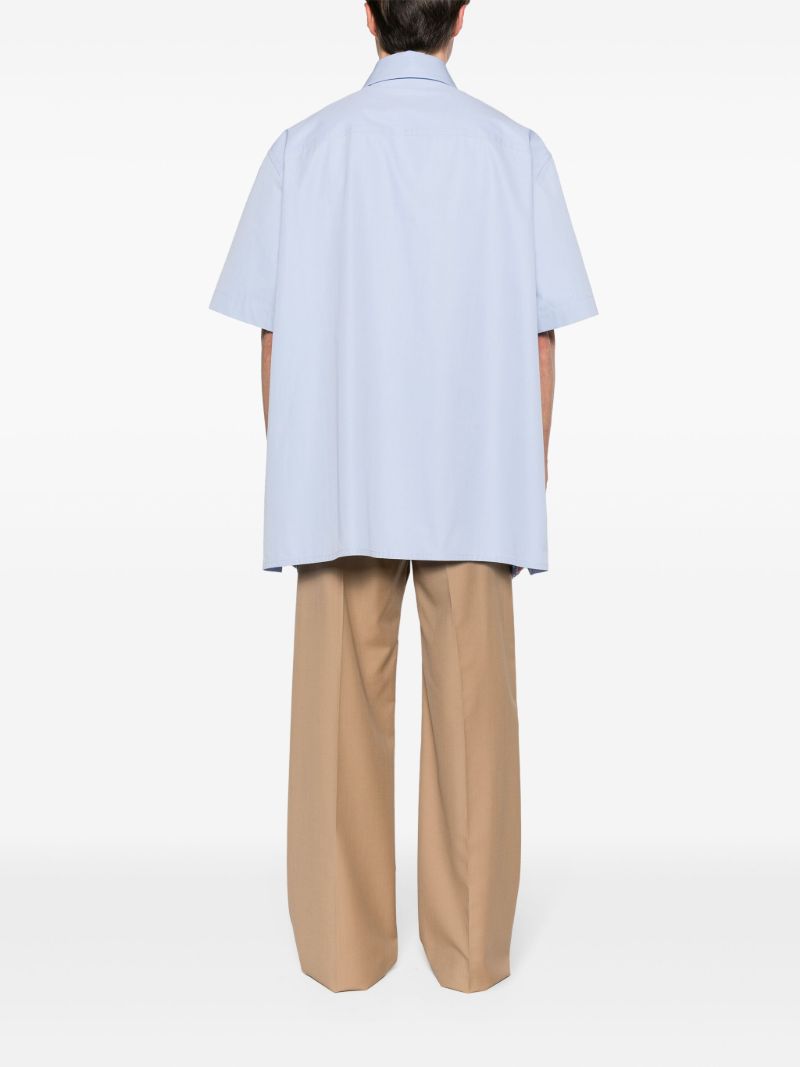 Blue Logo-embroidered Cotton Shirt