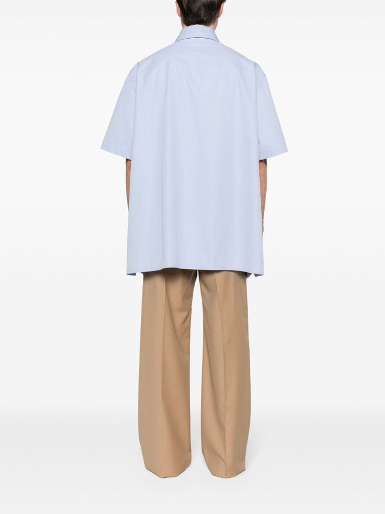 Blue Logo-embroidered Cotton Shirt