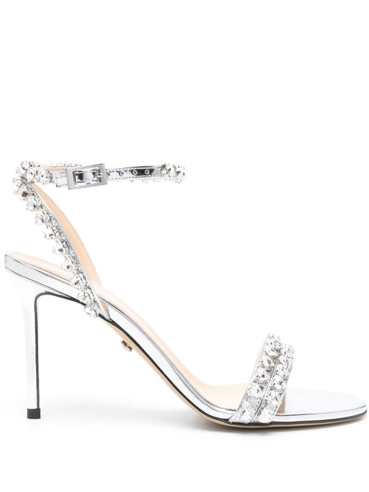 Silver-tone Audrey 95 Crystal-embellished Sandals