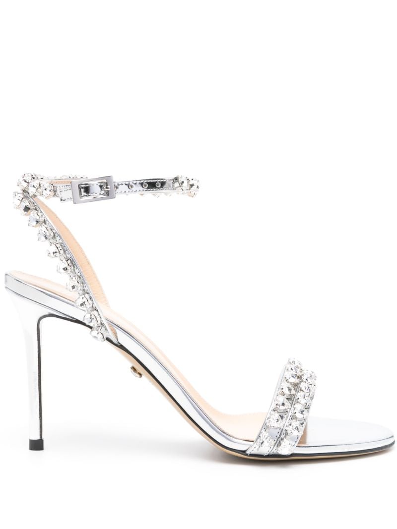Silver-tone Audrey 95 Crystal-embellished Sandals
