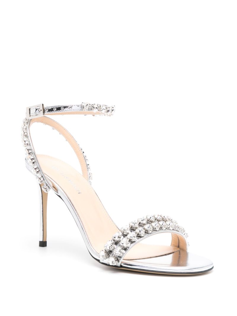 Silver-tone Audrey 95 Crystal-embellished Sandals