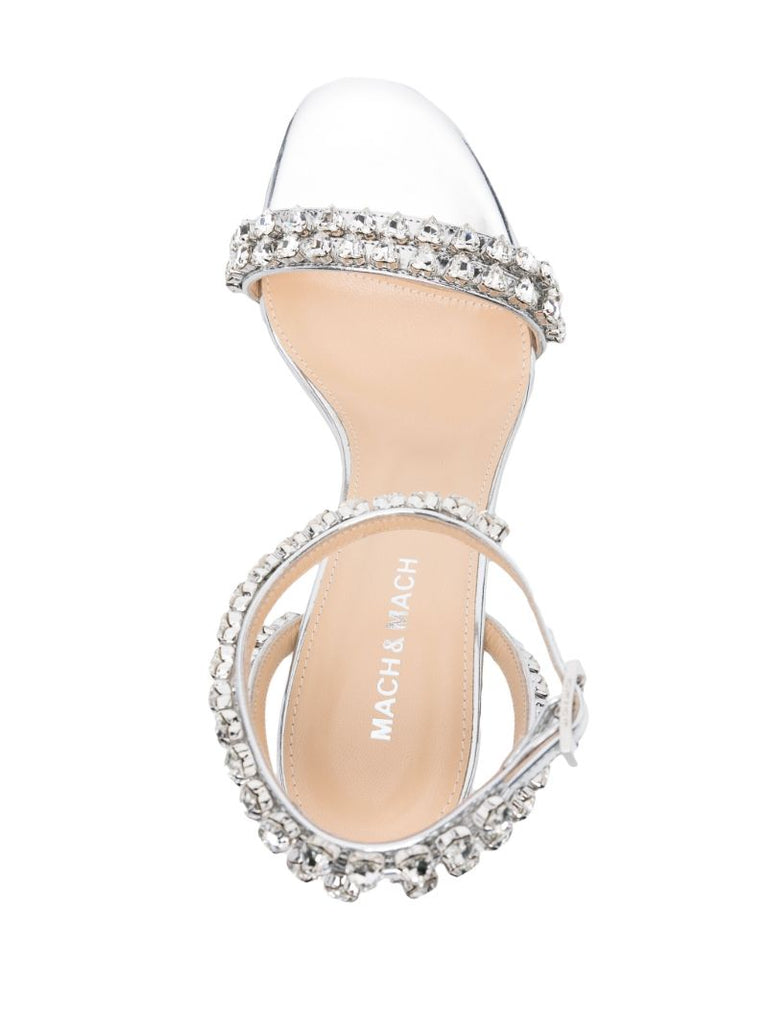 Silver-tone Audrey 95 Crystal-embellished Sandals