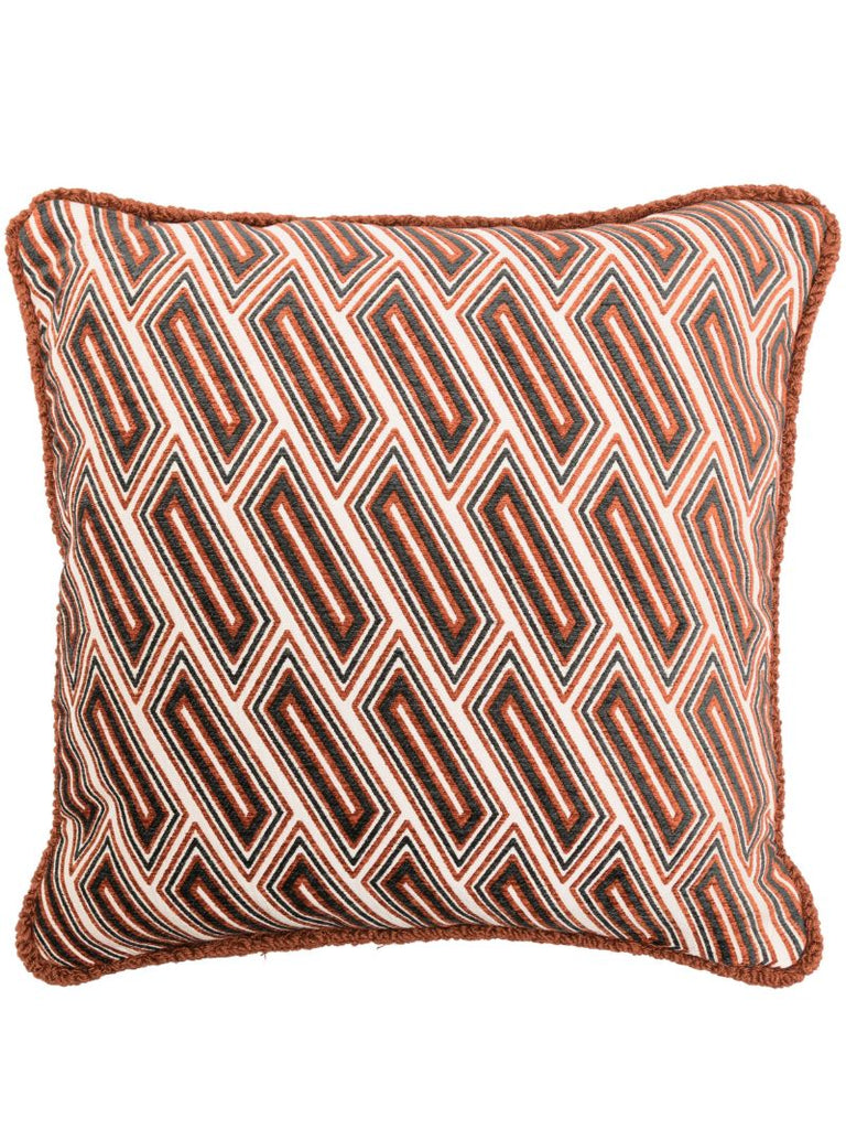Brown Vende Geometric Jacquard Cushion