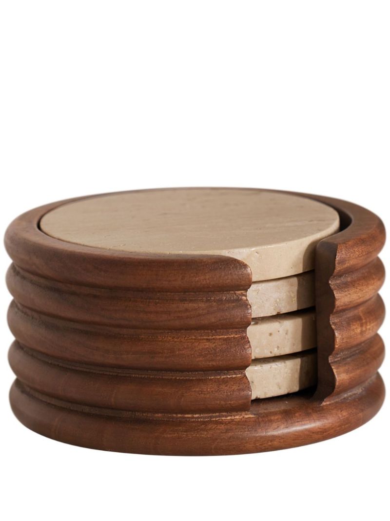 Brown Baylis Travertine Coaster Set