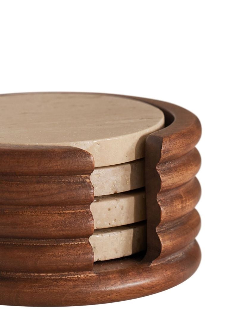 Brown Baylis Travertine Coaster Set