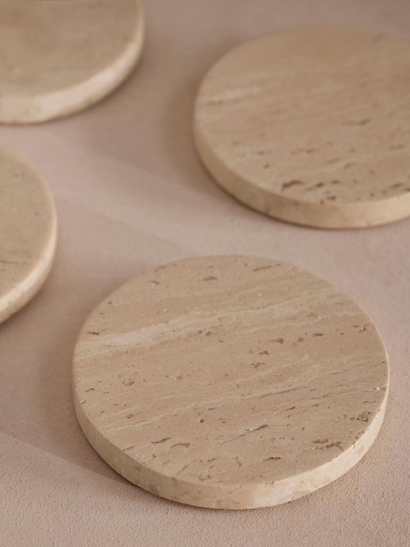 Brown Baylis Travertine Coaster Set