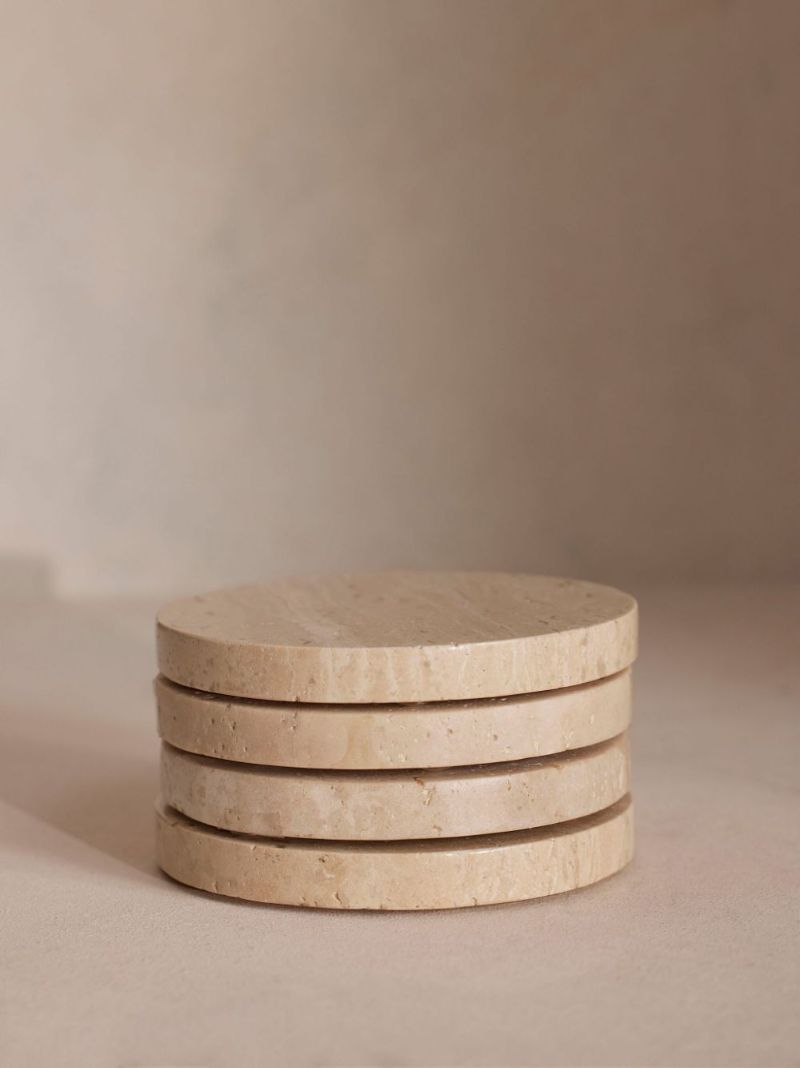 Brown Baylis Travertine Coaster Set