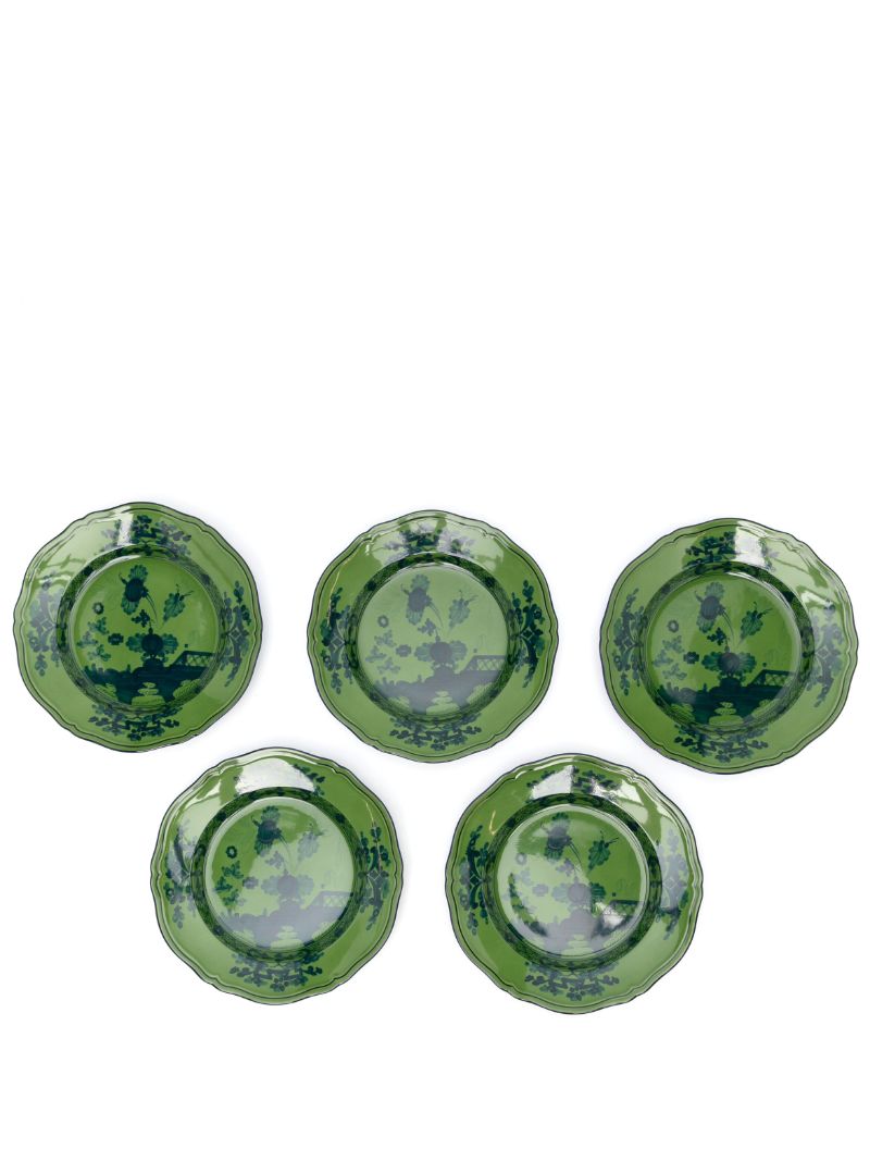 Green Oriente Italiano Porcelain Dinner Plates Set