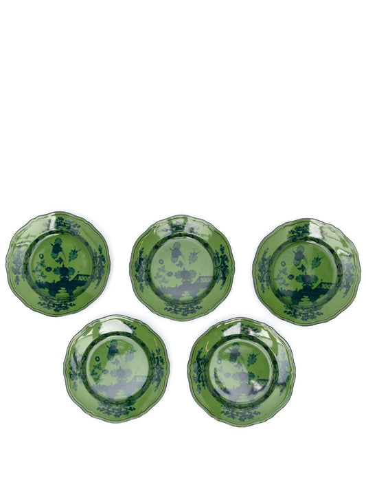 Green Oriente Italiano Porcelain Dinner Plates Set