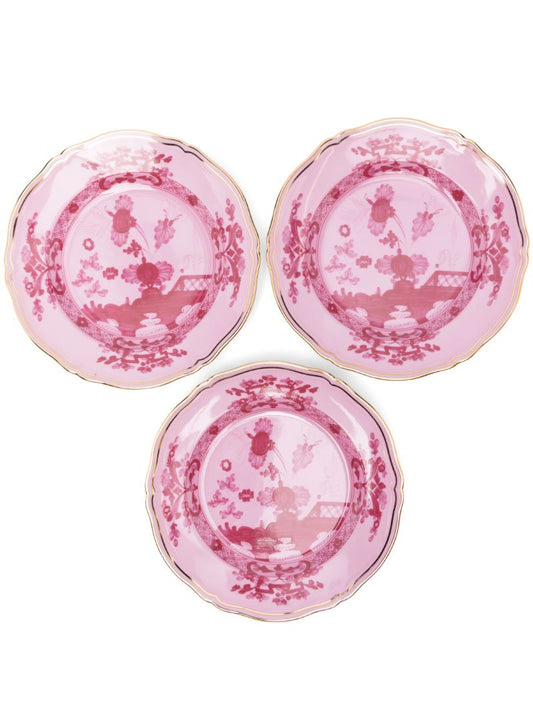 Pink Oriente Italiano Porcelain Dessert Plates Set
