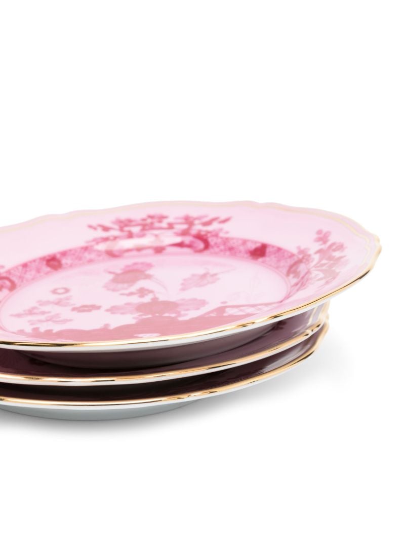 Pink Oriente Italiano Porcelain Dessert Plates Set