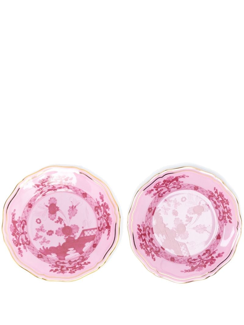 Pink Oriente Italiano Porcelain Bread Plates Set