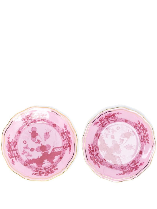 Pink Oriente Italiano Porcelain Bread Plates Set