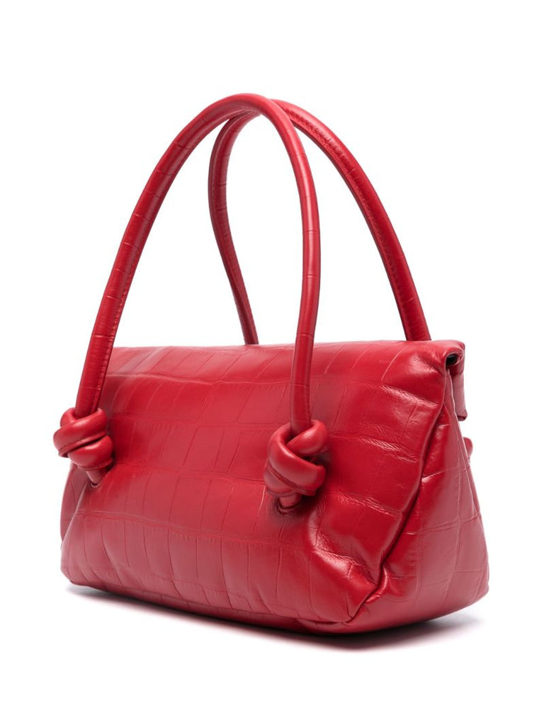 Red Small Crocodile-effect Shoulder Bag