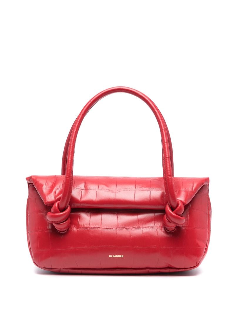 Red Small Crocodile-effect Shoulder Bag