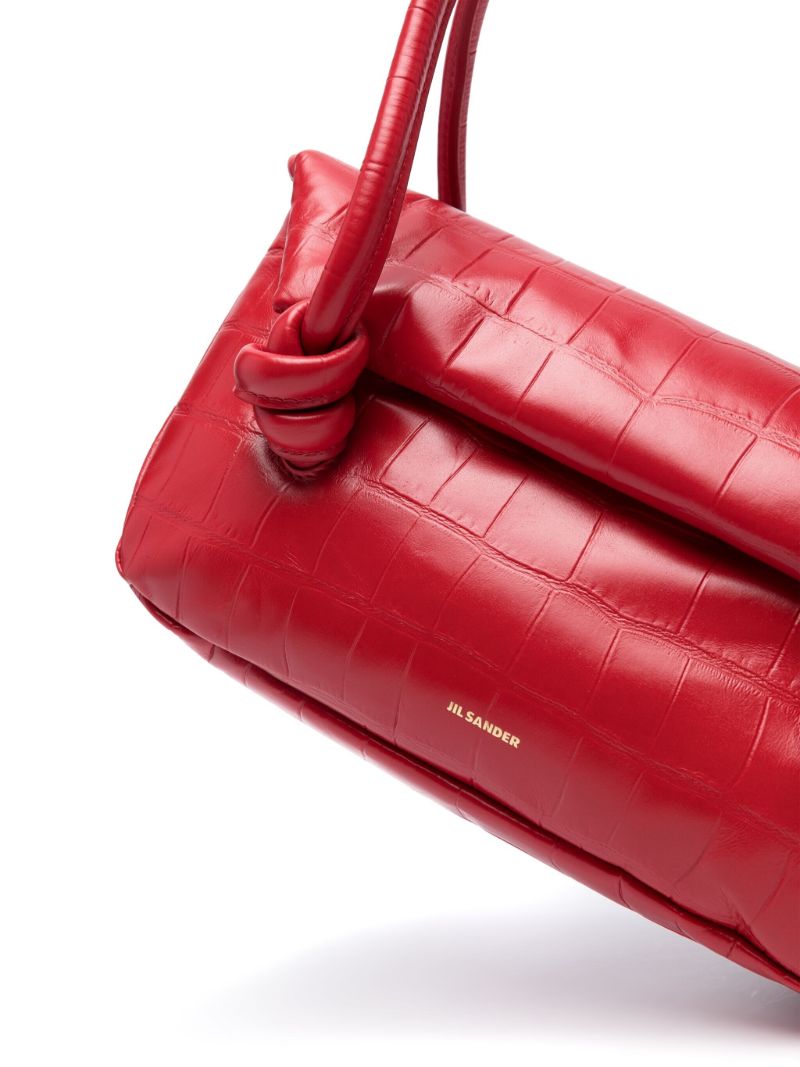 Red Small Crocodile-effect Shoulder Bag