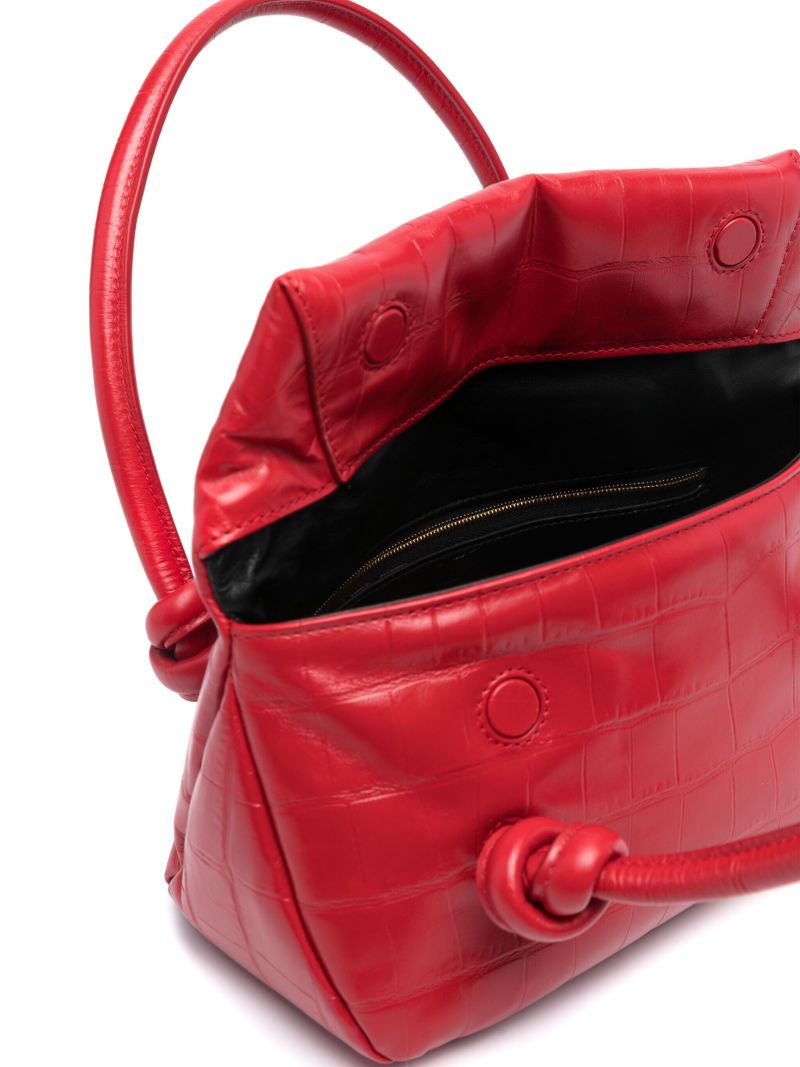 Red Small Crocodile-effect Shoulder Bag