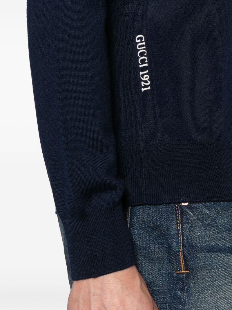 Blue Logo-embroidered Wool Jumper