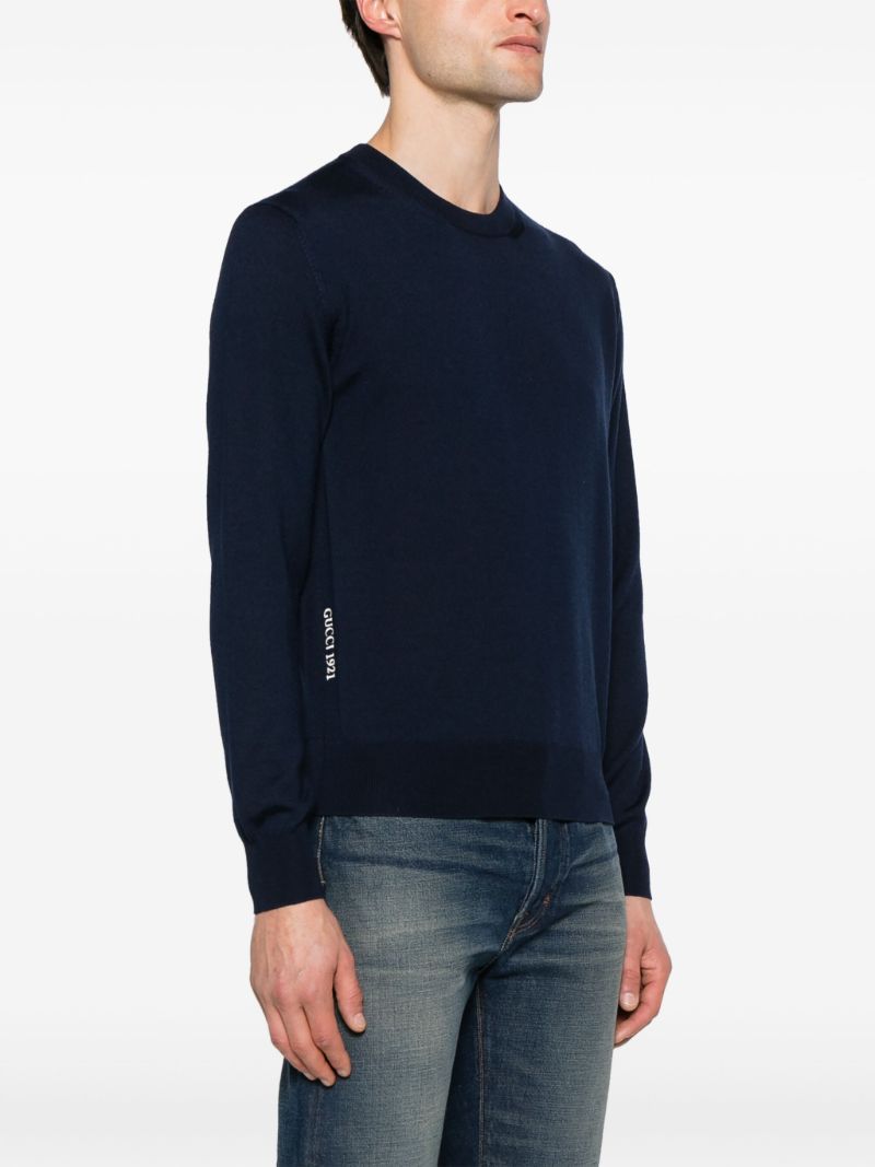 Blue Logo-embroidered Wool Jumper
