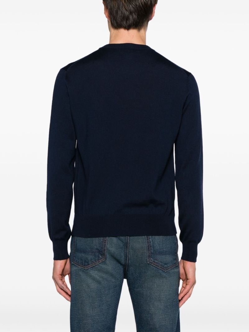 Blue Logo-embroidered Wool Jumper