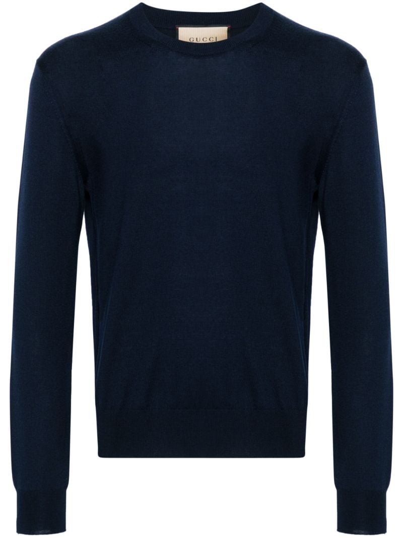 Blue Logo-embroidered Wool Jumper