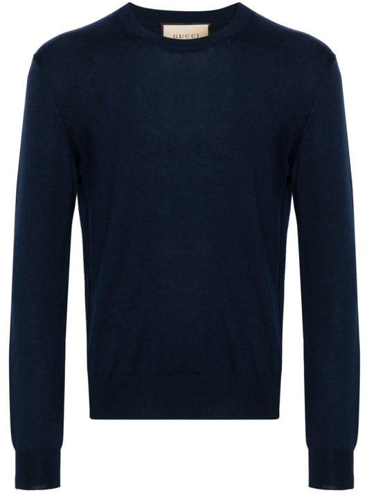 Blue Logo-embroidered Wool Jumper