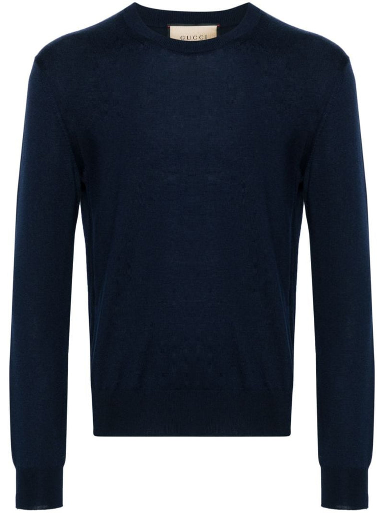 Blue Logo-embroidered Wool Jumper