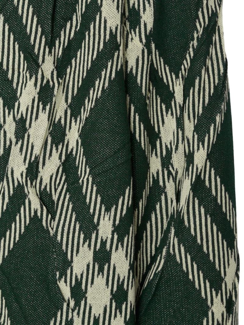 Green Checked Crinkled Sweater