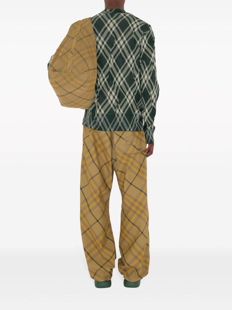 Green Checked Crinkled Sweater