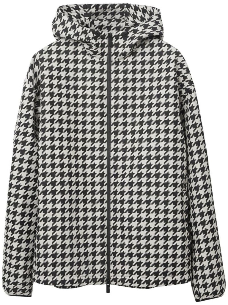 Black Houndstooth Hooded Jacket