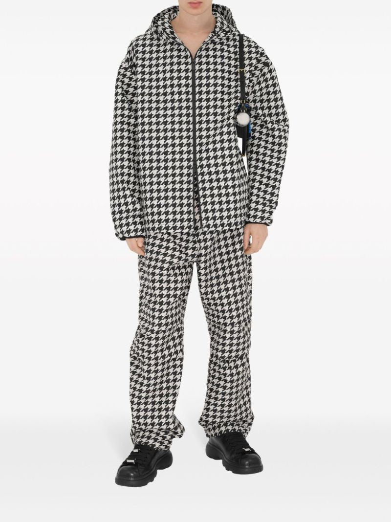 Black Houndstooth Hooded Jacket