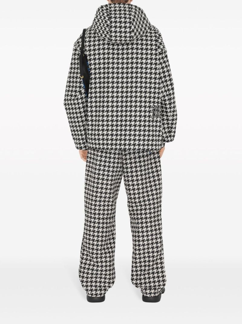Black Houndstooth Hooded Jacket