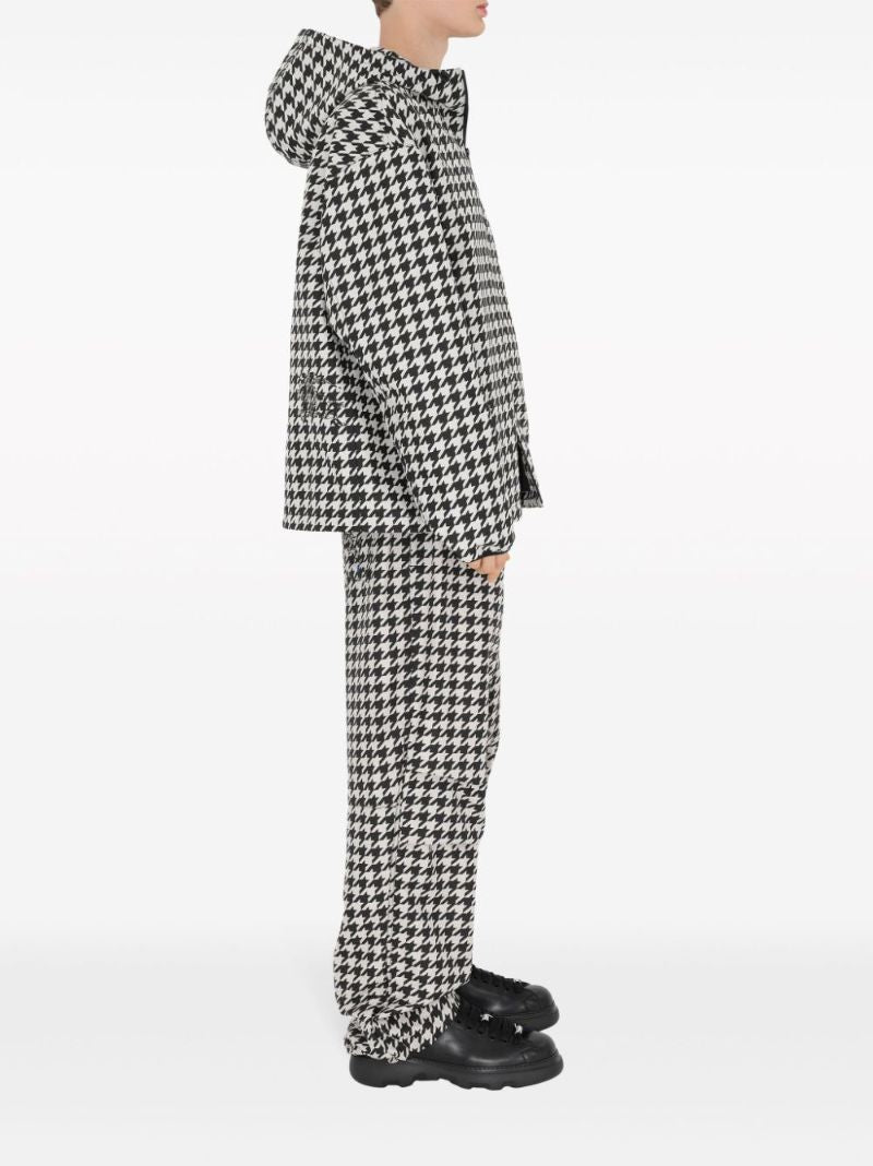 Black Houndstooth Hooded Jacket