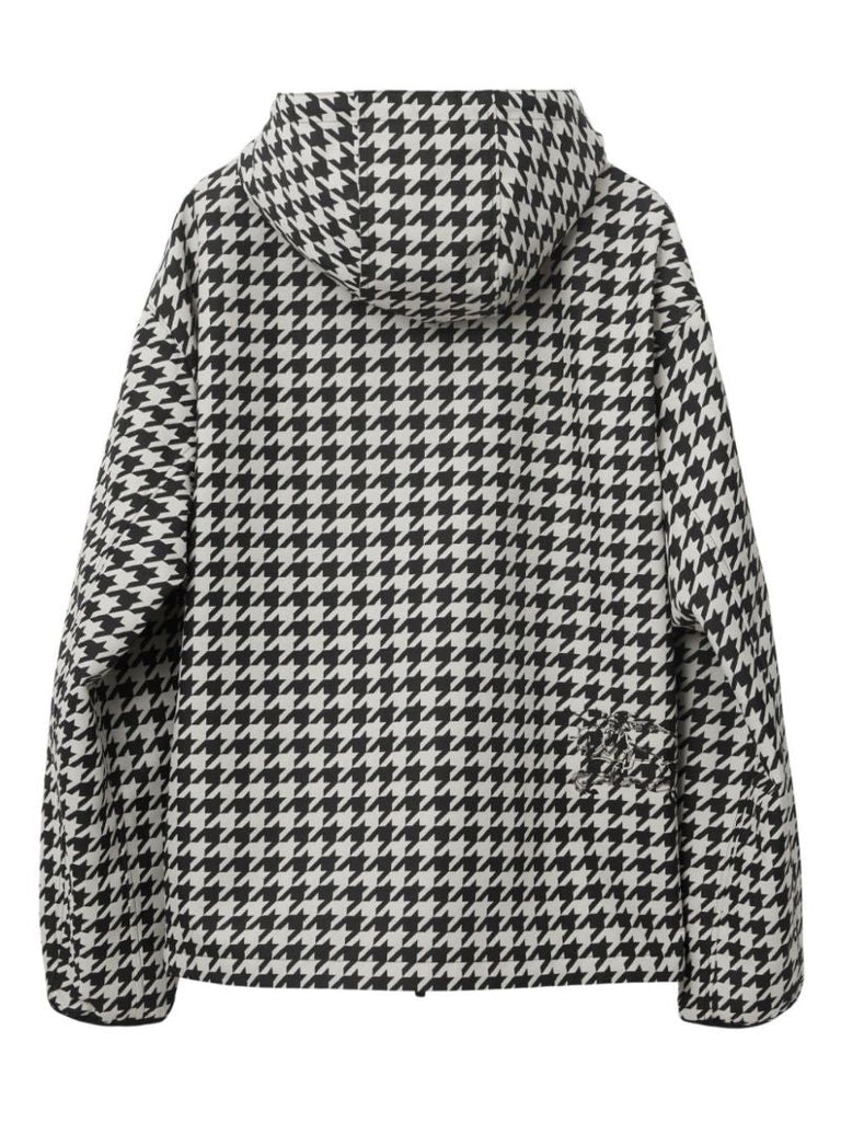 Black Houndstooth Hooded Jacket