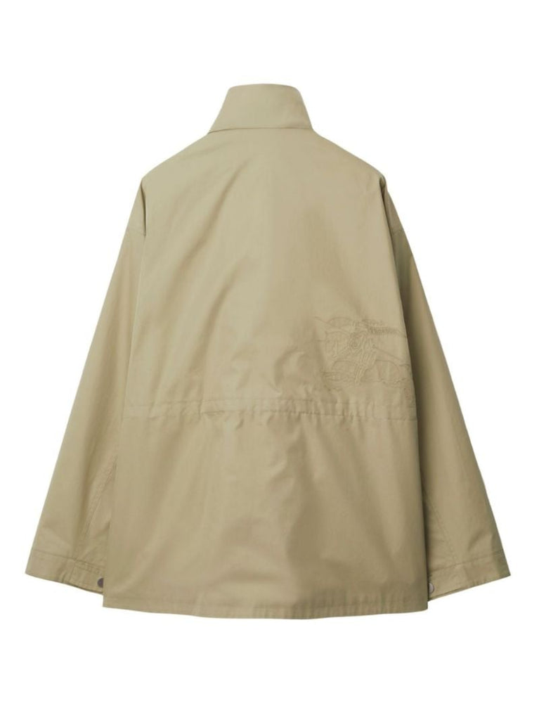 Neutral Ekd-embroidered Hooded Jacket