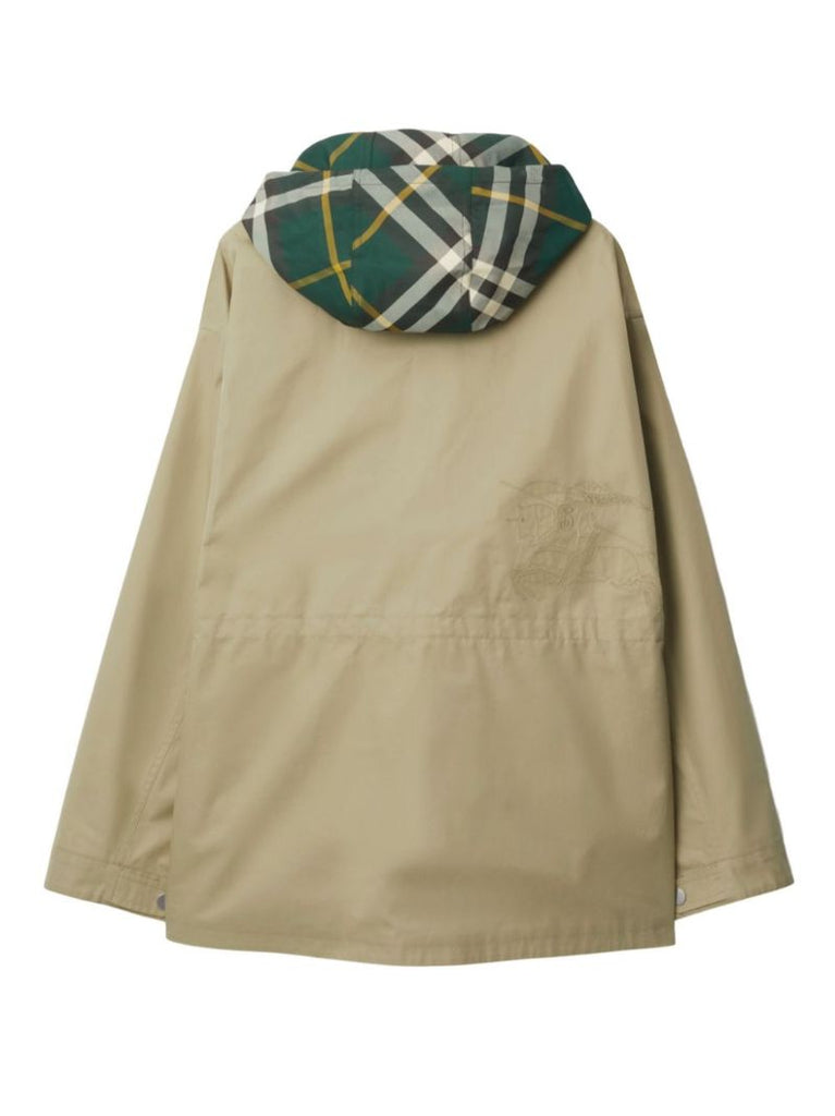 Neutral Ekd-embroidered Hooded Jacket