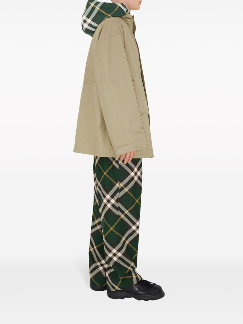 Neutral Ekd-embroidered Hooded Jacket