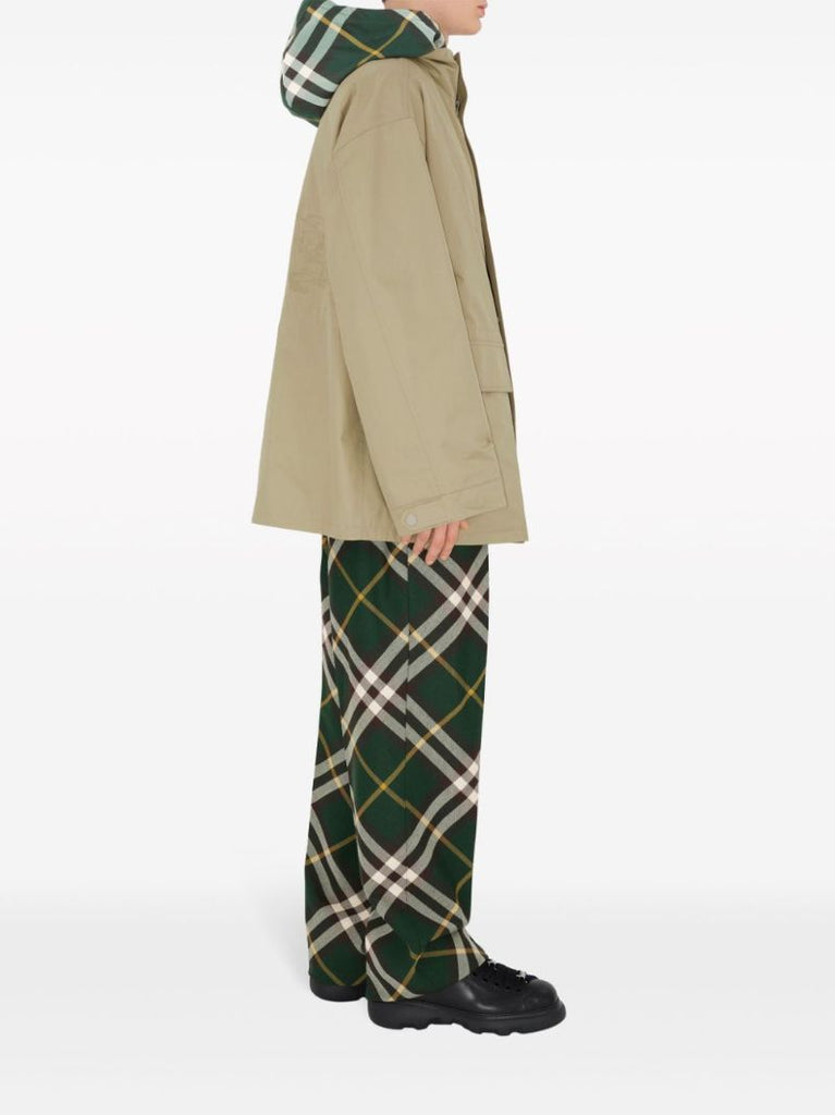 Neutral Ekd-embroidered Hooded Jacket