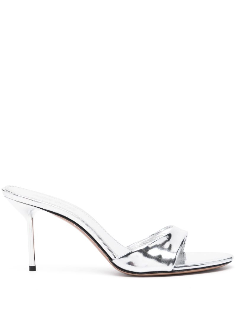 Silver-tone Lidia 70 Leather Mules