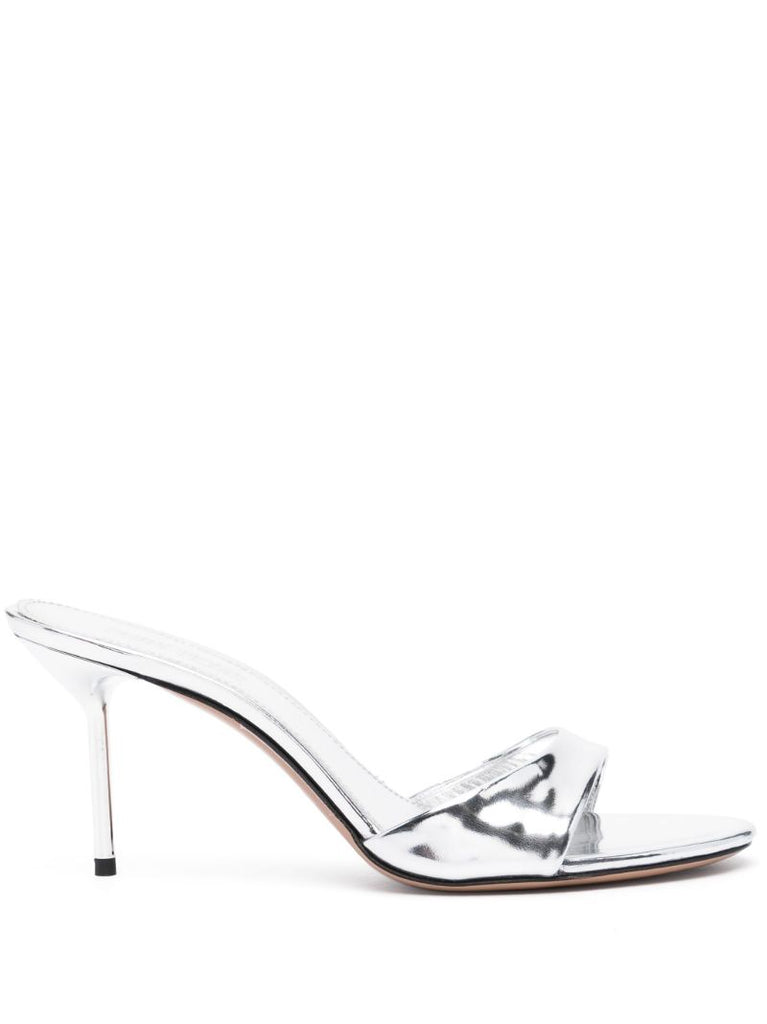 Silver-tone Lidia 70 Leather Mules