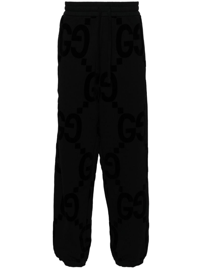 Black Gg-flocked Cotton Track Pants