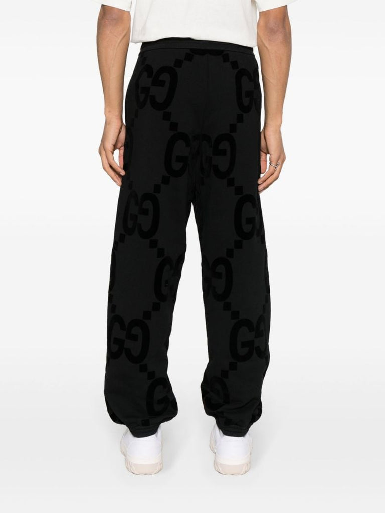 Black Gg-flocked Cotton Track Pants