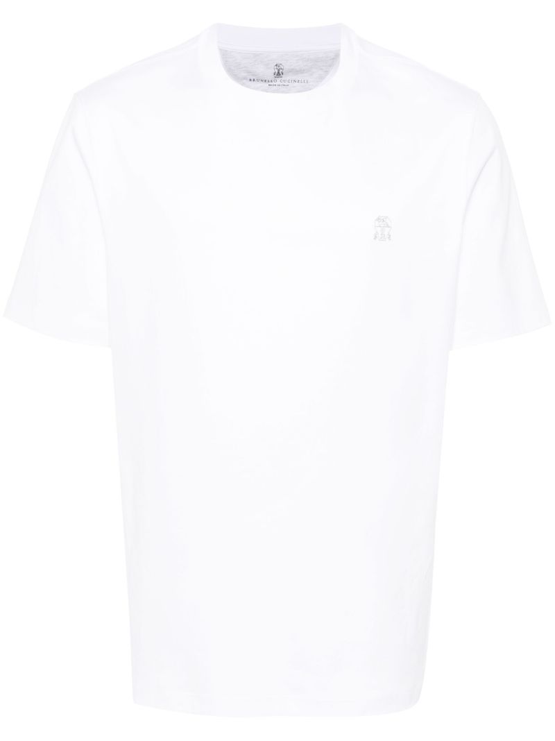 White Logo-embroidered Cotton T-shirt