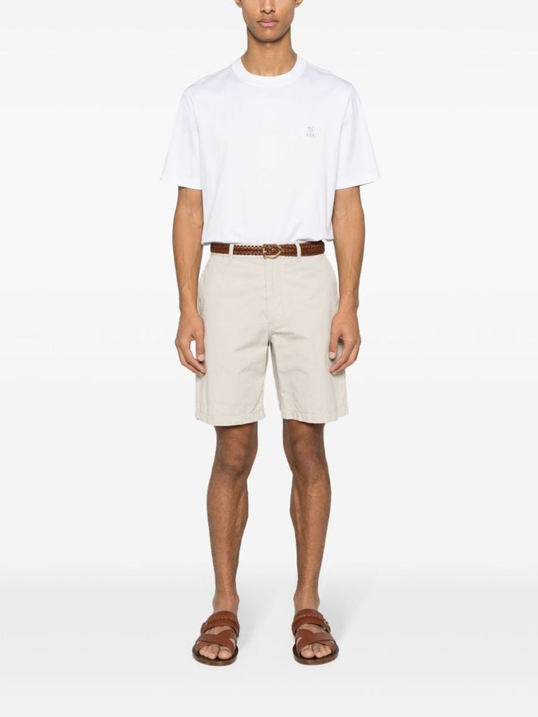 White Logo-embroidered Cotton T-shirt