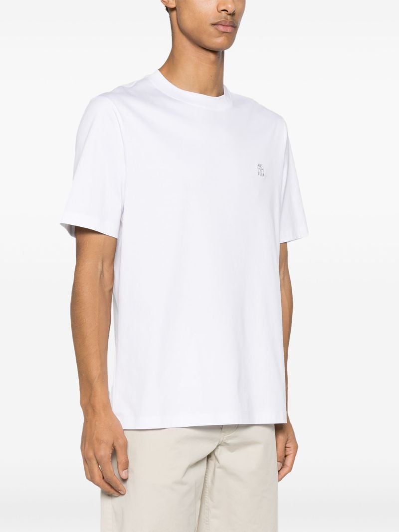 White Logo-embroidered Cotton T-shirt
