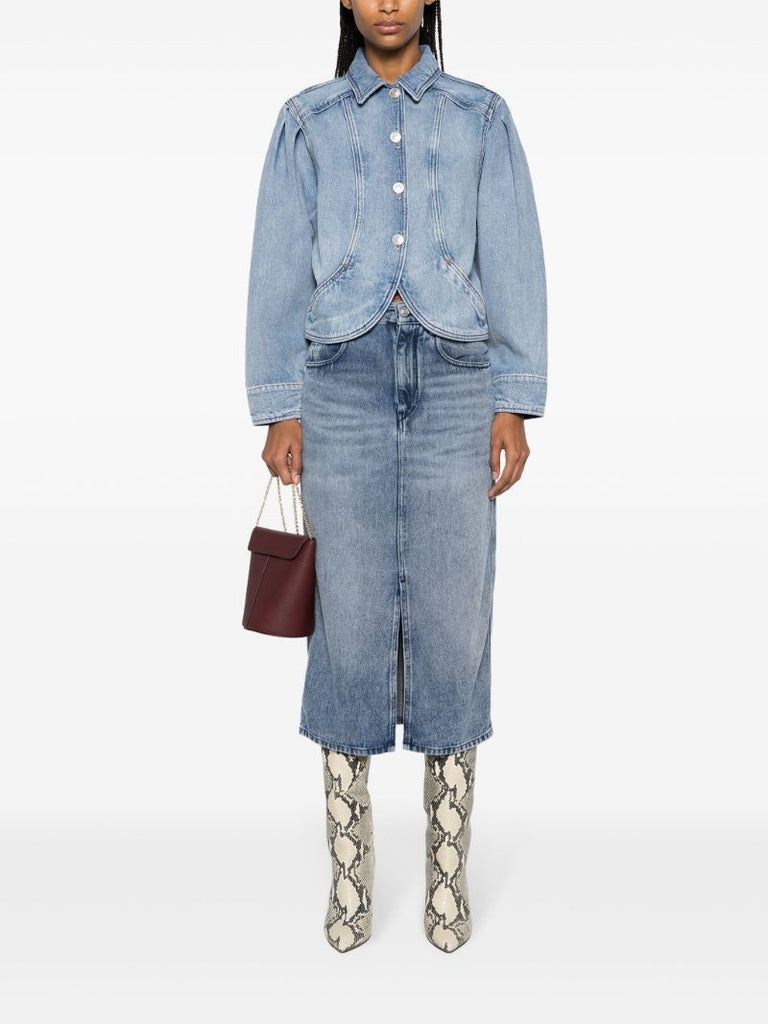 Blue Tilauria Denim Midi Skirt