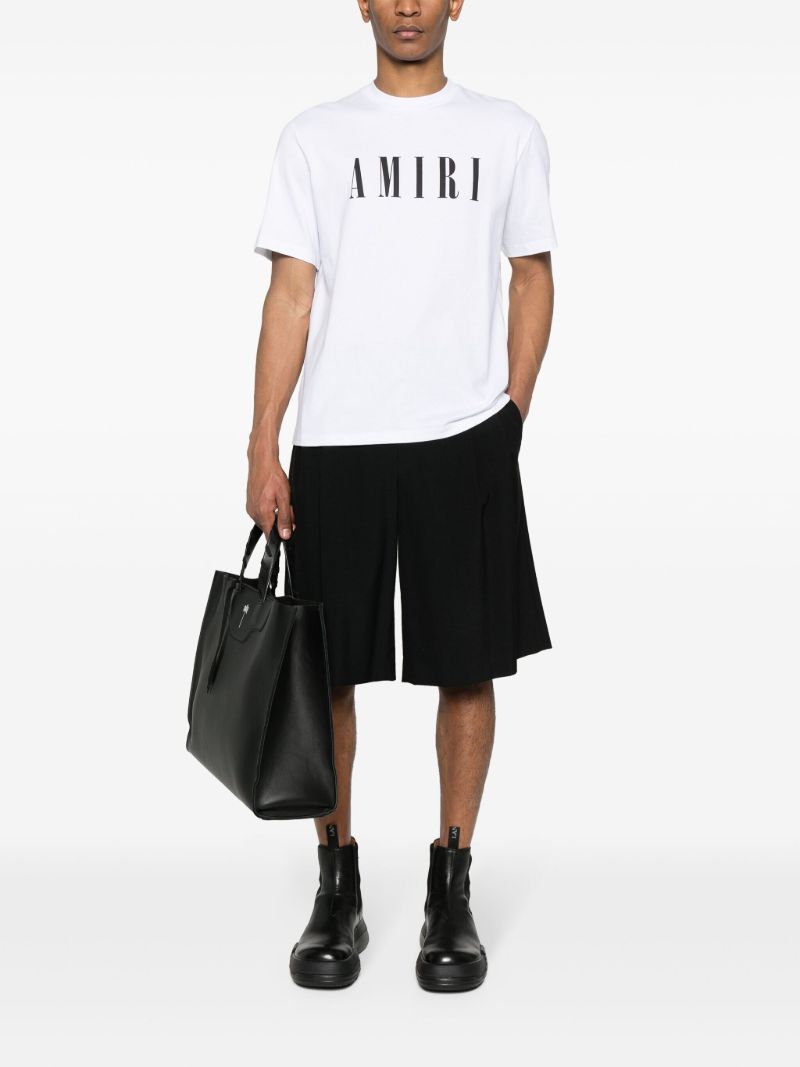 White Logo Print Cotton T-shirt
